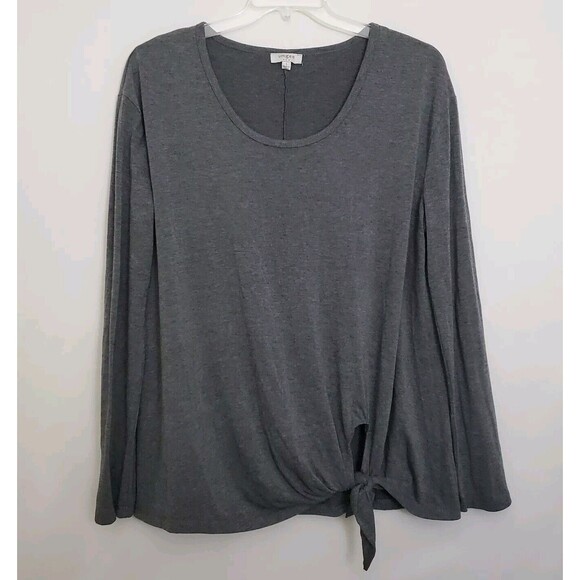Umgee Women's Top Size L Long-Sleeve Knit Tie Side Shirt Gray - Picture 1 of 7